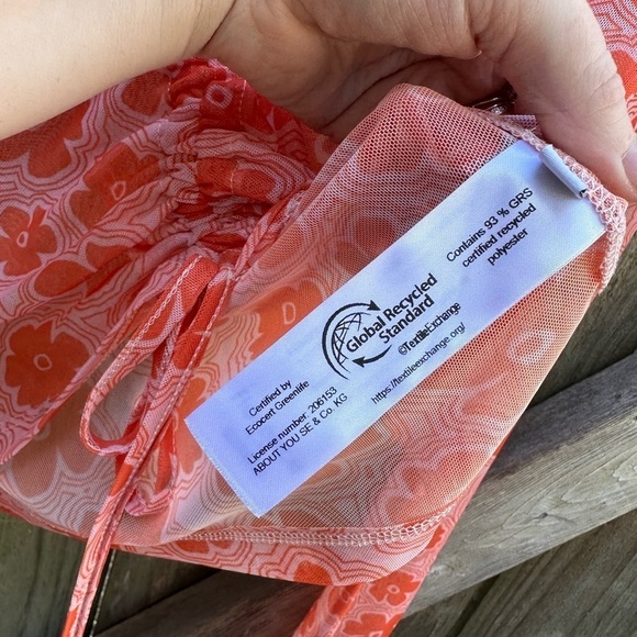 Florence by Mills exclusive ABOUT YOU ‘Foggy’ Flare Sleeve Y2K Top in Orange - Picture 10 of 14